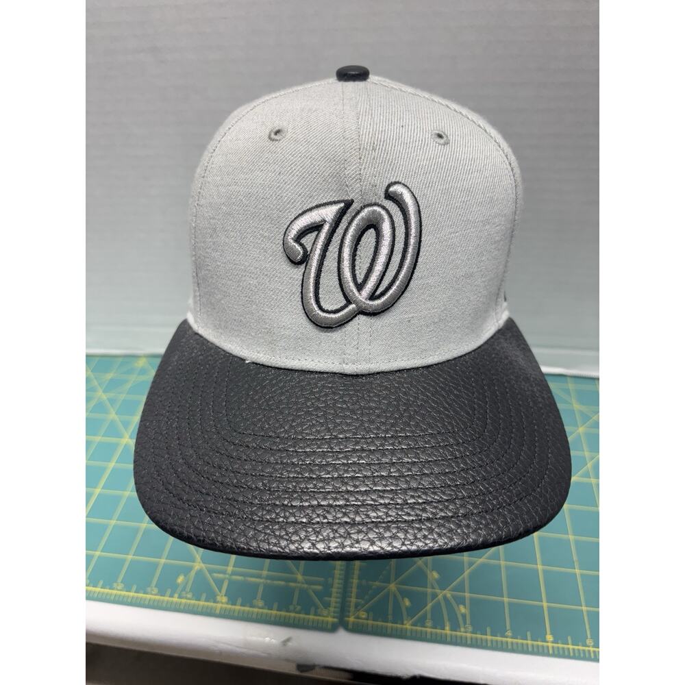 Washington Nationals 47' Captain Snapback Hat Gray/Black Faux Leather Bill